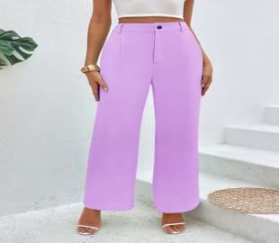 Mom Fit-Lavender Flat Front Trousers (Colour-Purple)